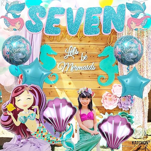 Miniatura 8 de KatchOn, Decoraciones de sirena grande para cumpleaños número 7 para niñas, paquete de 8, globos de sirena para decoraciones de cumpleaños de sirena