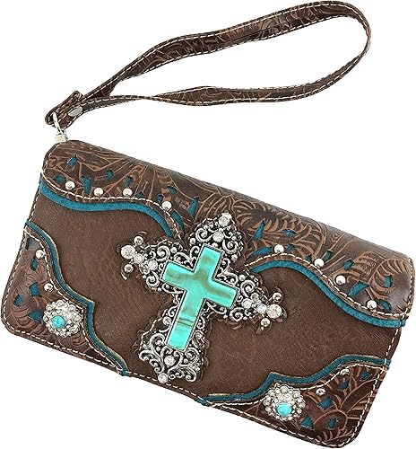 Miniatura 2 de Zelris - Muñequera con diseño de cruz occidental para mujer, Bronce