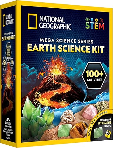 Kit de ciencias de la Tierra National Geographic – Más de 100 experimentos y actividades científicas para niños, cultivo de cristales, kit