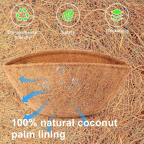 Miniatura 4 de Paquete de 4 macetas colgantes de metal de 14 pulgadas, maceta colgante de coco redondo natural, maceta de coco para colgar flores, verduras, hogar,