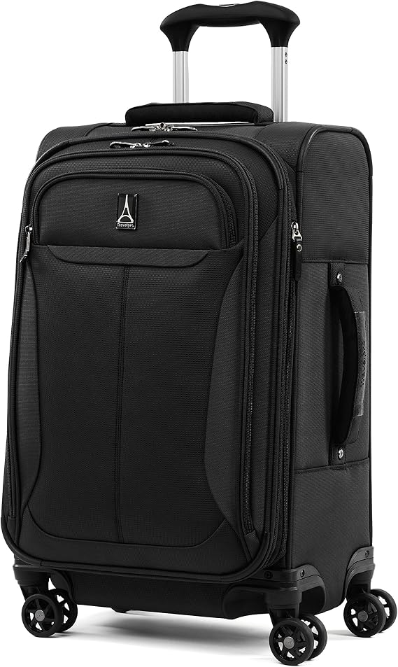 Travelpro Tourlite Softside 2-Piece Set, Expandable Luggage, 4 Spinner Wheels, Lightweight Suitcase, 21 Carry-On, 25 Checked Medium, Black