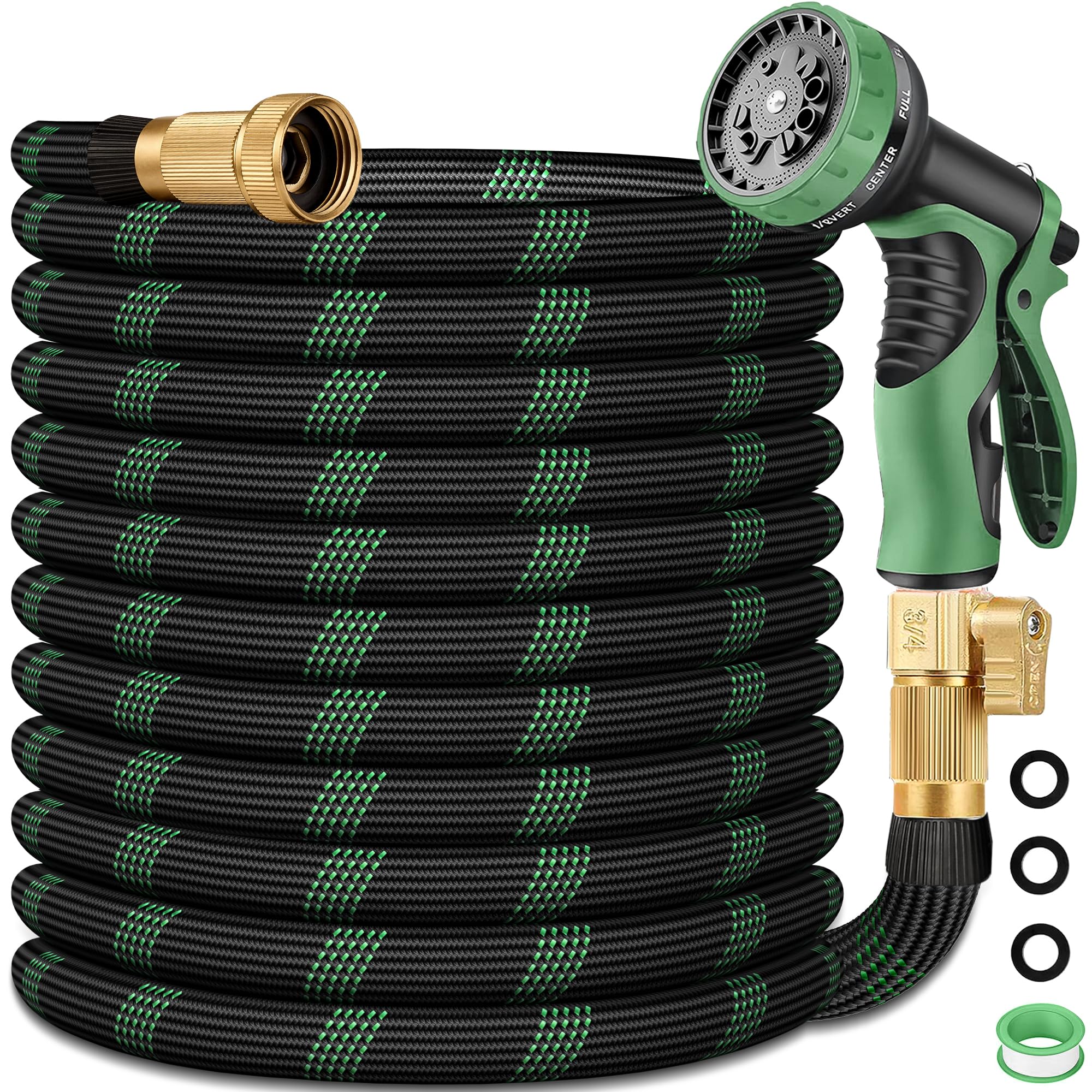 50 ft Garden Hose, Flexible Ultra Lightweight Durable, Kink-Free Water Hose with 10 Function Sprayer - Non-Tangle,Puncture Proof pipe, Easy to Store, All-Weather Use Garden Hoses