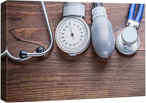 wall26 Lienzo impreso para pared, equipo de herramienta de bomba de estetoscopio médico, equipo de herramientas de salud médica y hospitalaria,