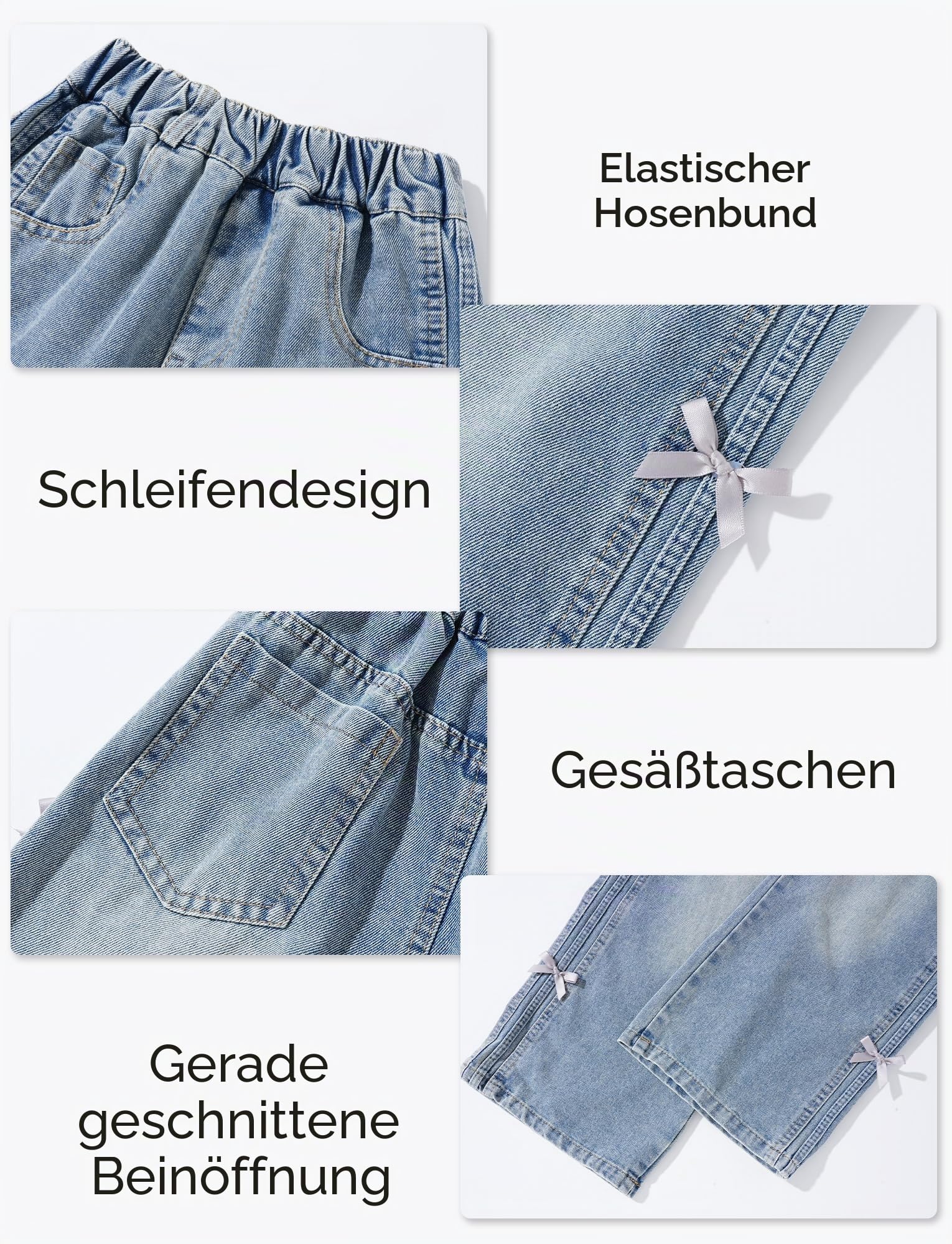 SEAUR Baggy Jeans für Mädchen EU 110-164 Jeanshose Wide Leg mit Print Y2K Denim Hose Elastischem Bund
