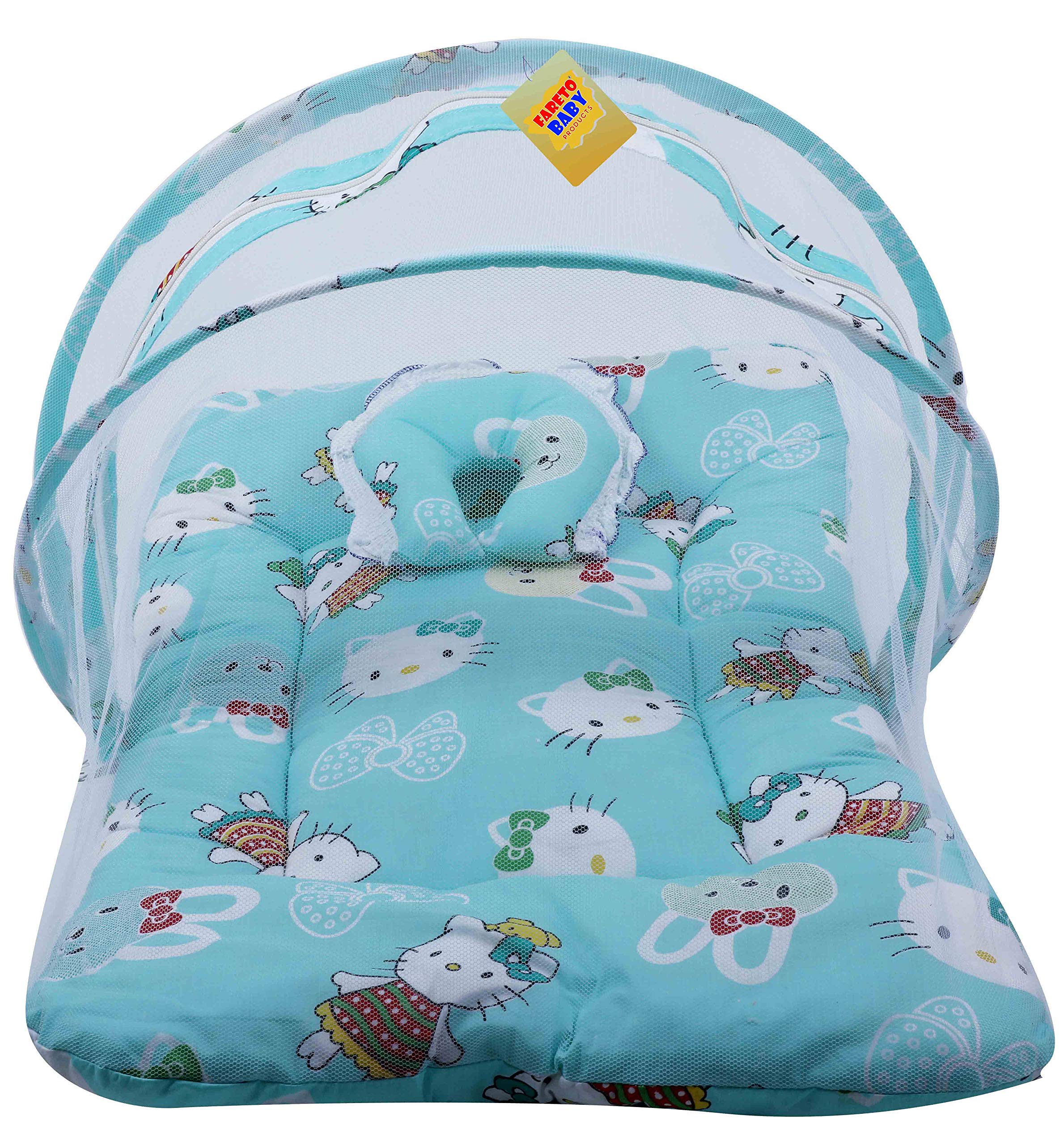 Fareto Baby Folding Teddy Print Mattress with Mosquito Net(0-6 Months) (Pista Green)(Size: L-34Inchs, B-22Inchs)-image-47