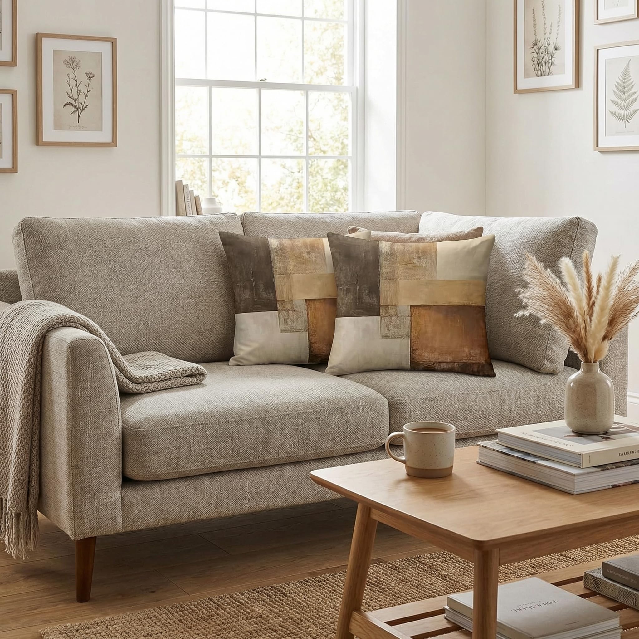 Kissenbezug 40x40 Musselin-Optik, Boho Dekohüllen für Sofa und Schlafzimmer