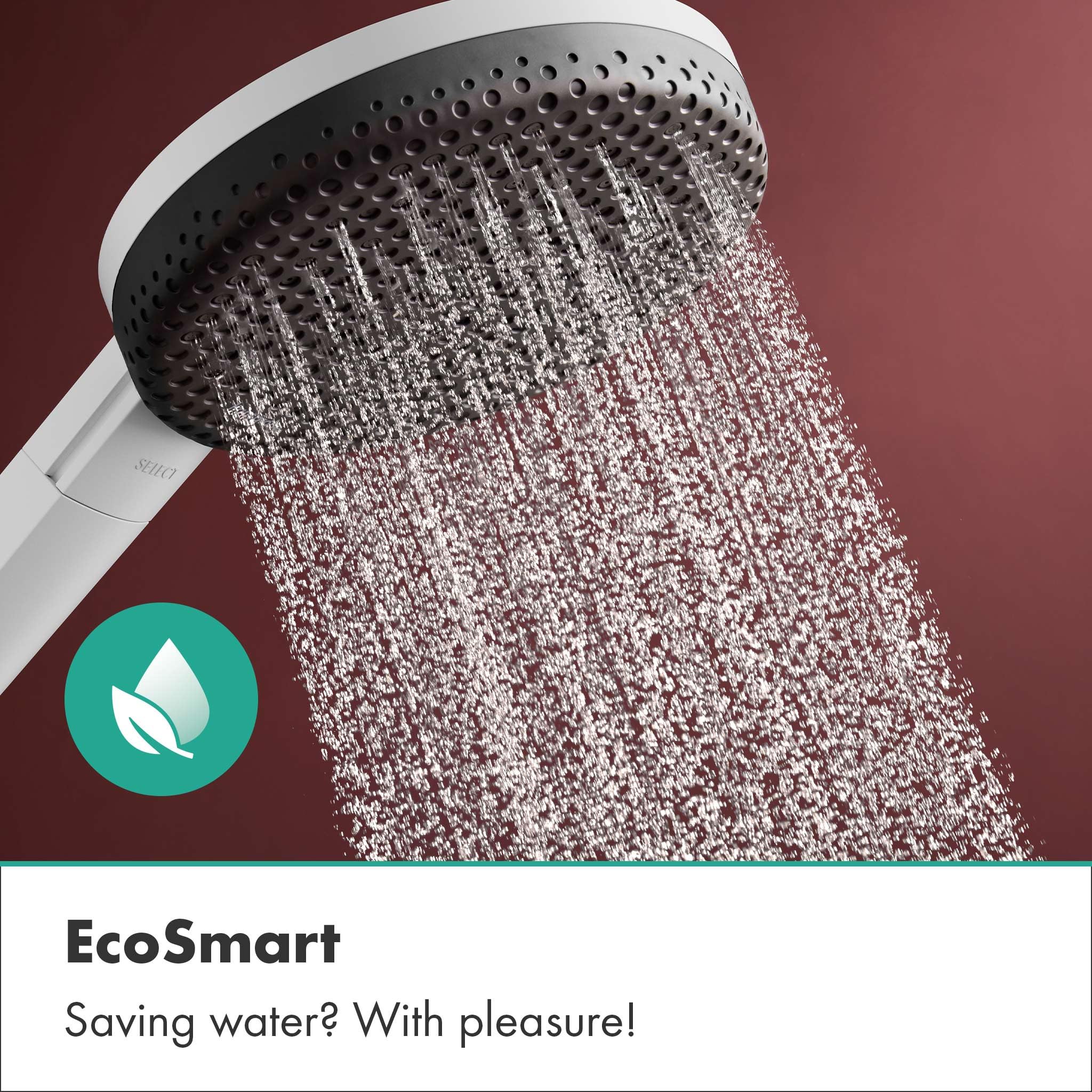 hansgrohe Raindance Alive Select S - Set doccetta per doccia con doccino a risparmio idrico (EcoSmart, 3 getti incl. PowderRain), tubo flessibile (1,60 m) e supporto, bianco opaco, 24611700