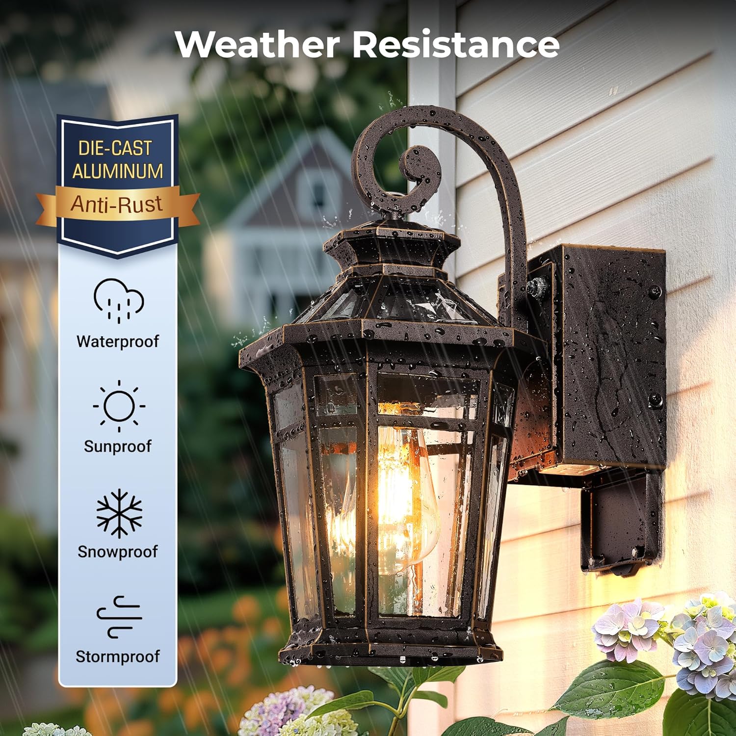 Outdoor Wall Light with GFCI Outlet, Oil Rubbed Bronze Dusk to Dawn Front Porch Light, Exterior Lighting Fixtures with Outlet, Outdoor Sconce Lights Wall Mount, Outside Lights for Patio, Garage