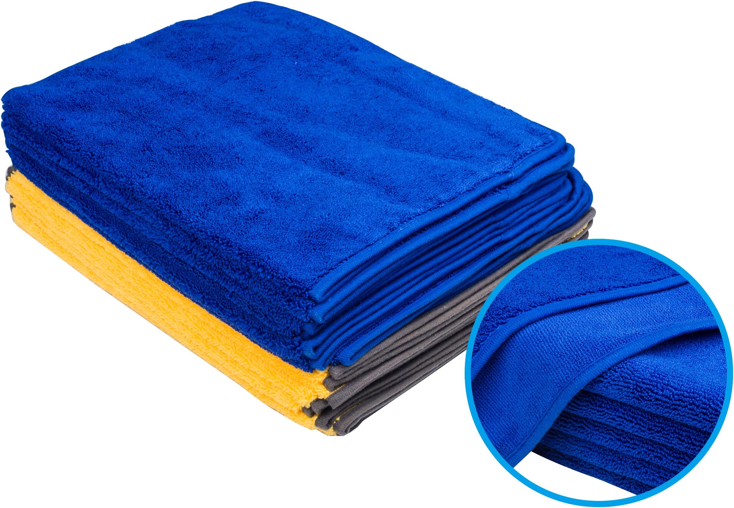 Ultra Soft & Plush Microfiber Dual Pile Towels for Professional Auto Detailing , 16"x24" - 16 Pack