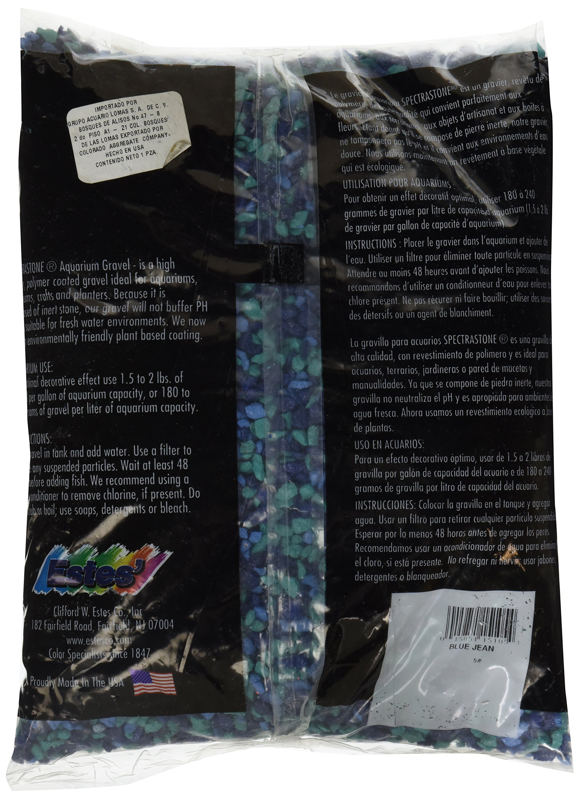 Estes Spectrastone Gravier Bleu Jean pour Aquarium d'eau Douce, Sac de 2,3 kg