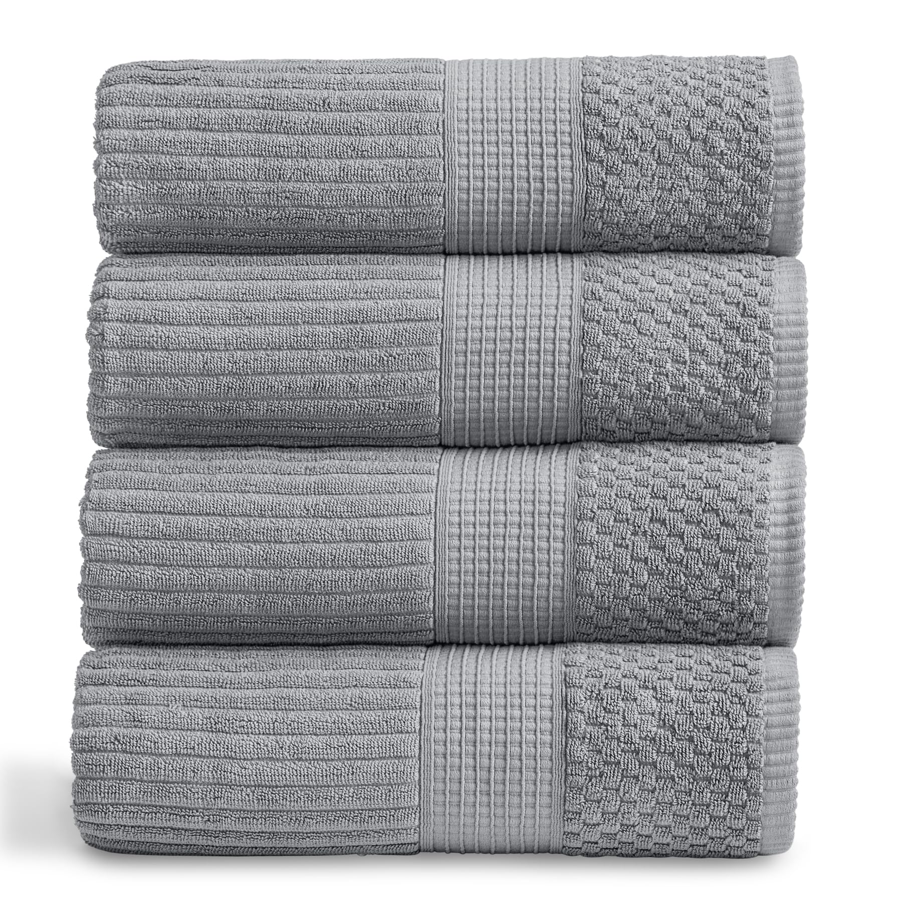 Springtree Home 100% Cotton Bath Towel Set of 4 | Super Soft & Absorbent with Quick-Dry Fibers | 4 Bath Towels | Textured and Durable Cotton | Krista