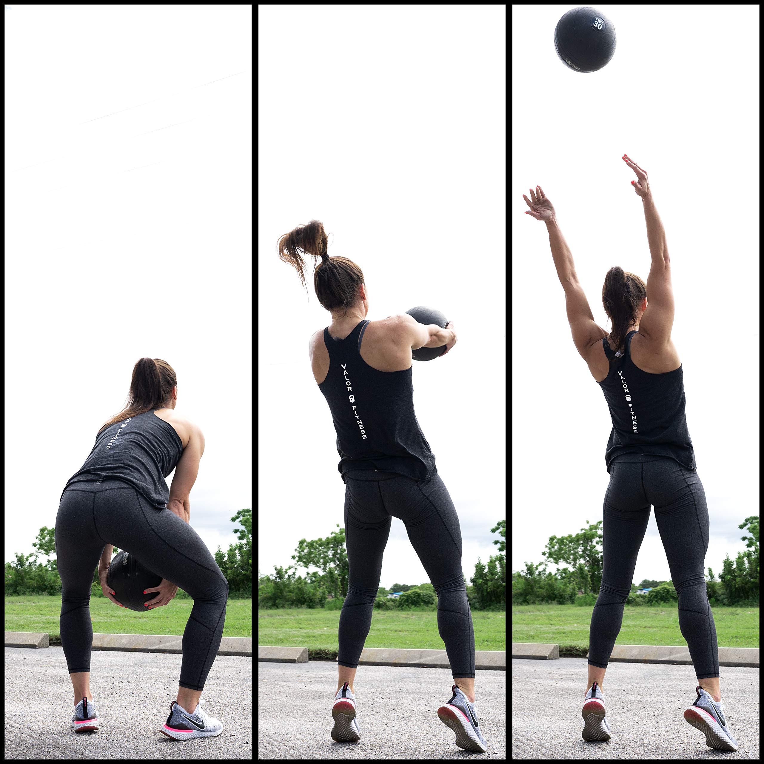 Valor Fitness Pelota lastrada, 30-Pound, Negro