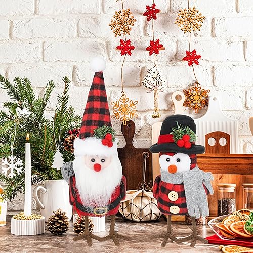 Miniatura 4 de Paquete de 2 decoraciones de pájaros grandes de Navidad, juego de figuras de Navidad de pájaros de tela para adornos de mesa, decoración navideña a