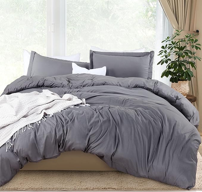 Utopia Bedding Duvet Cover Full Size - 3 Piece with Zipper Closure - 1 Comforter Cover 80X90 Inches & 2 Pillow Shams 20X26 Inches (Pack of 10, Grey) Comforter Not Included