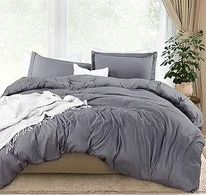 Utopia Bedding Duvet Cover Full Size - 3 Piece with Zipper Closure - 1 Comforter Cover 80X90 Inches & 2 Pillow Shams 20X26 Inches (Pack of 10, Grey) Comforter Not Included