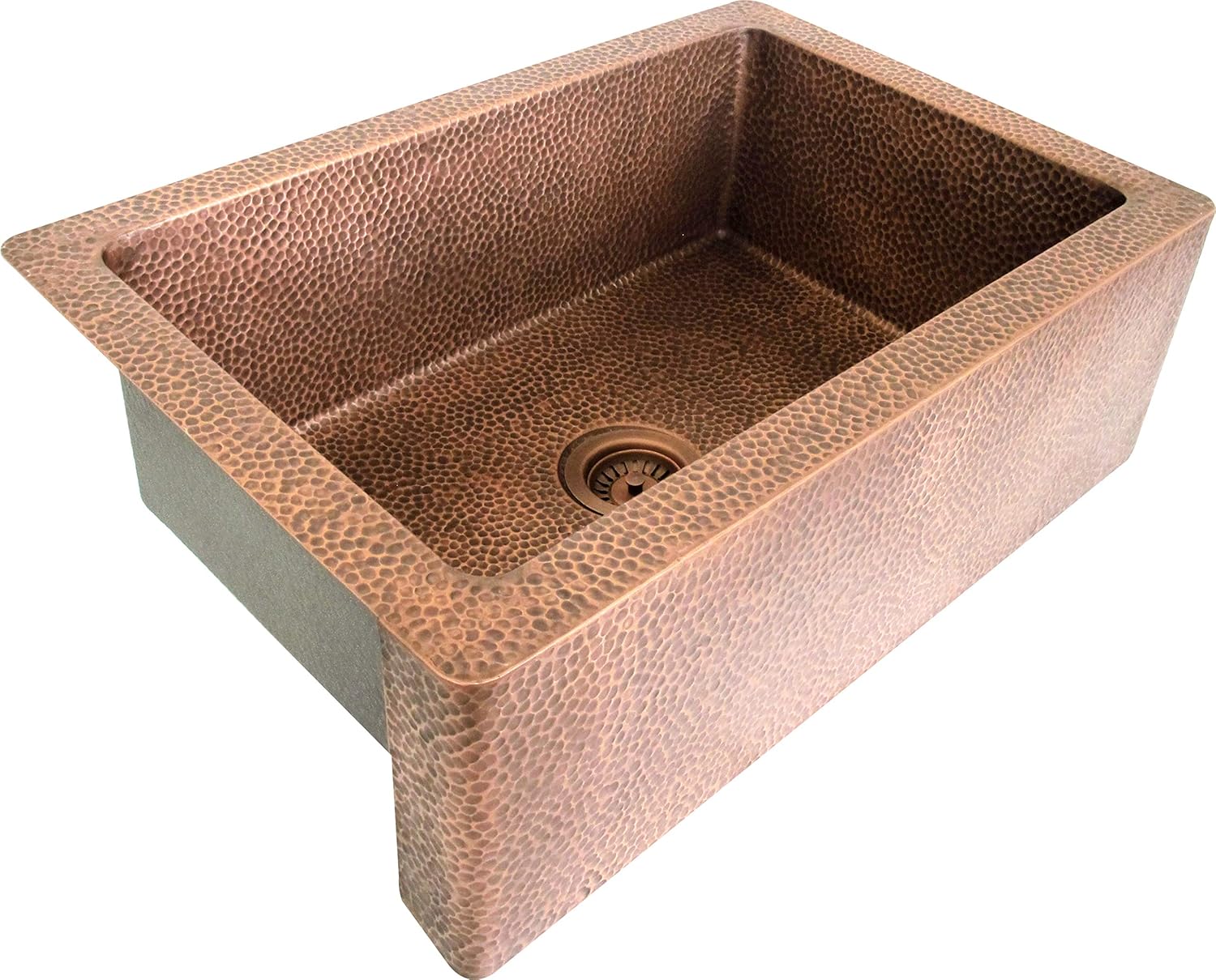Farmhouse Kitchen Sink with Apron Antique Copper Handmade by Sinda KSA311BH