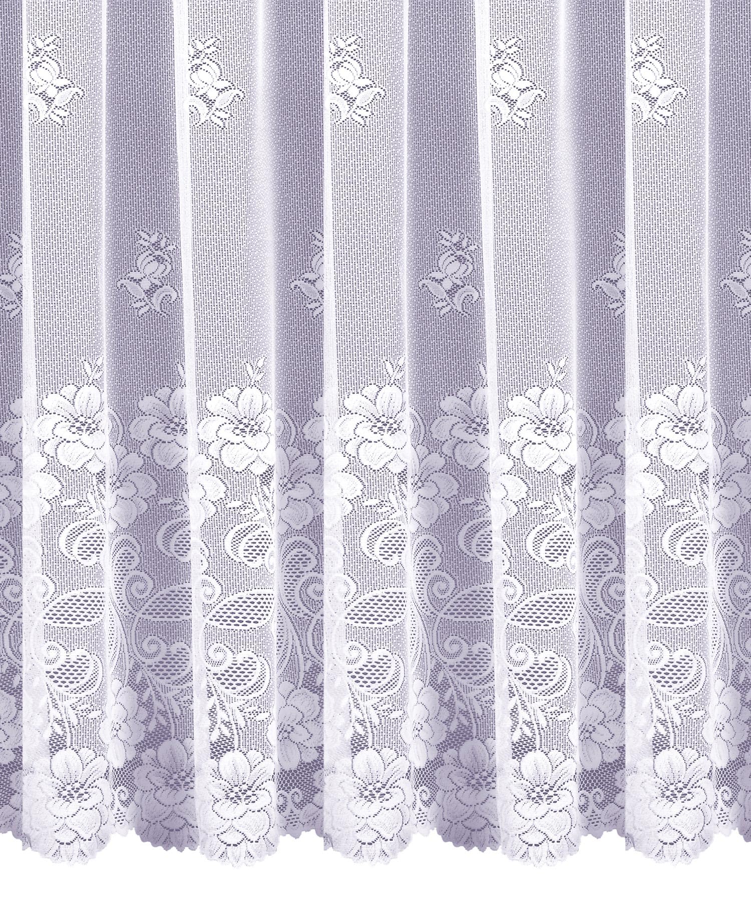 heimtexland Gardine Store weiß Jacquard halbtransparent Blumen Bordüre gebogt Kräuselband Vorhang Typ318 Langstore HxB 220 x 600 cm für Fensterbreite 185-240 cm