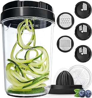 Spiralizer for Vegetables - Vegetable Slicer - Zucchini Courgette Spiralizer Zoodles Noodles Spaghetti Maker - Veggie Veg Carrot Cucumber Slicer Spiral Cutter - Kitchen Tools & Gadgets (8-in-1)