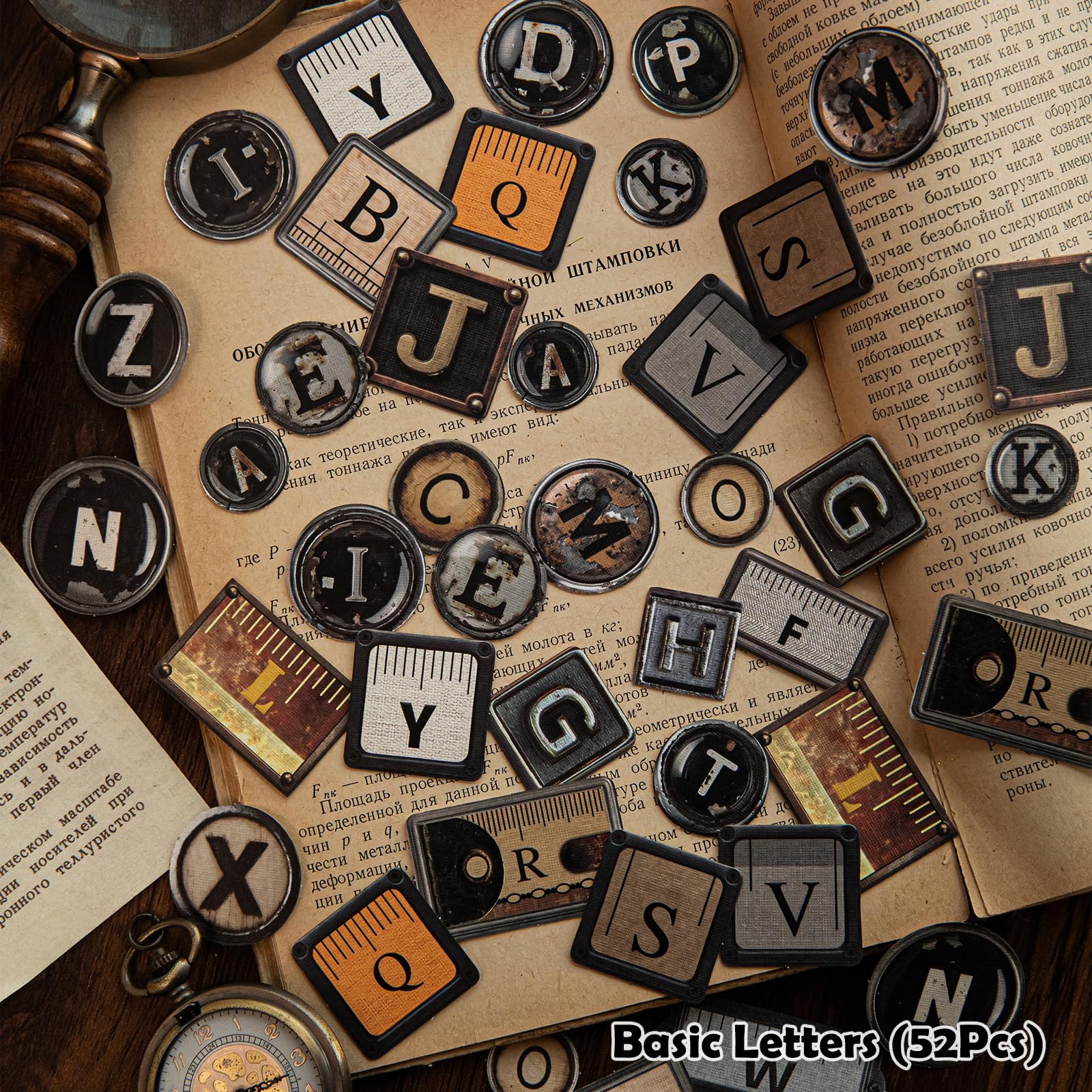 312 szt. naklejek z literami alfabetu do scrapbookingu, 6 motywów, lniane, teksturowane, estetyczne naklejki dla dorosłych, urocze naklejki do scrapbookingu, artykuły do dziennika, pamiętnika