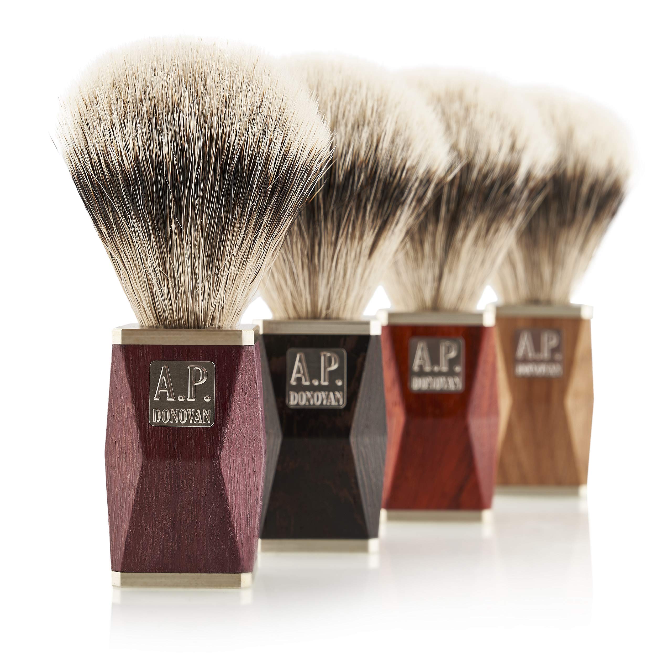 A.P.Donovan - Pennello da Barba con Punta in Argento Peli di Tasso Edelholzgriff con Alpacca Cappelli 100% (Mano) Prodotto in Germania" Plus“ in Der Lsone-Serie - quercia
