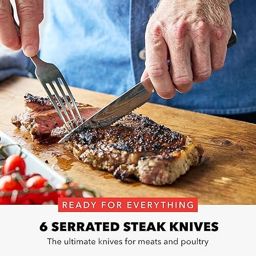 Miniatura 7 de GreenPan x Bobby Flay - Juego de 13 cuchillos de cocina de acero inoxidable, cuchillas de acero inoxidable premium, bloque de cuchillos de madera de