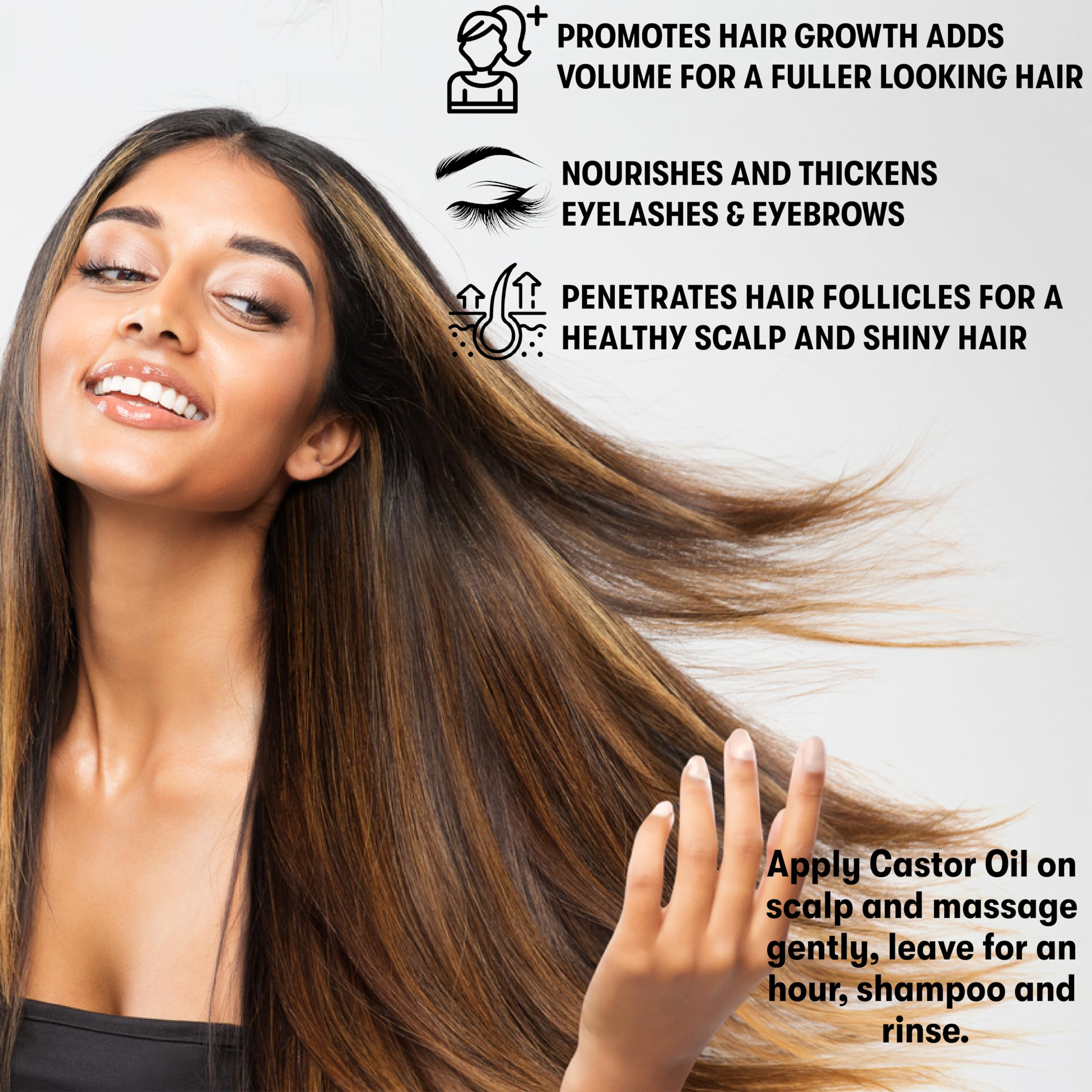 Premium Organic Castor Oil Cold Pressed Unrefined For Skin Scalp Hair Growth Eyelashes & Eyebrows, Therapeutic & Detox. Hexane & Chemicals Free 16Oz