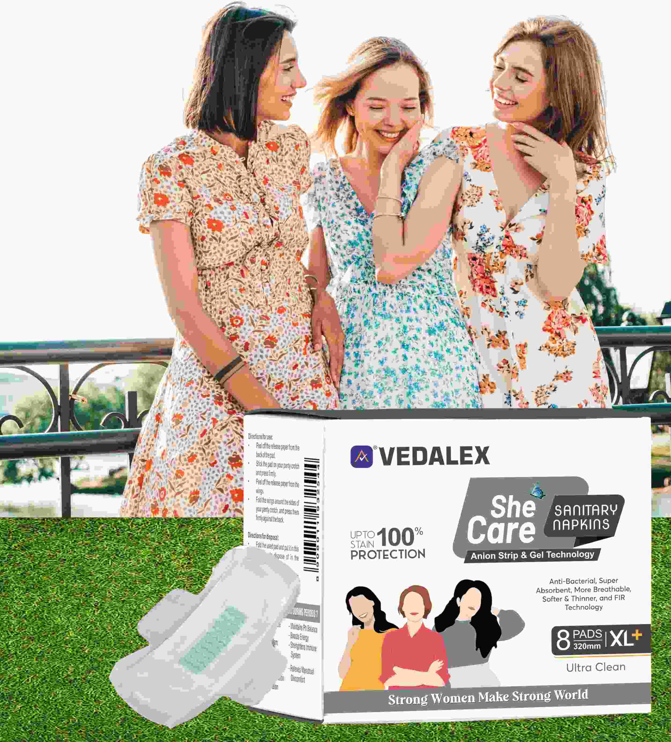 VEDALEX She Care Sanitary Napkins XL+ 320mm | Ultra Clean Pads for Heavy Flow | 100% Stain Protection, Anti-Bacterial & Super Absorbent | Soft & Breathable | 8 Pads Pack-image-49