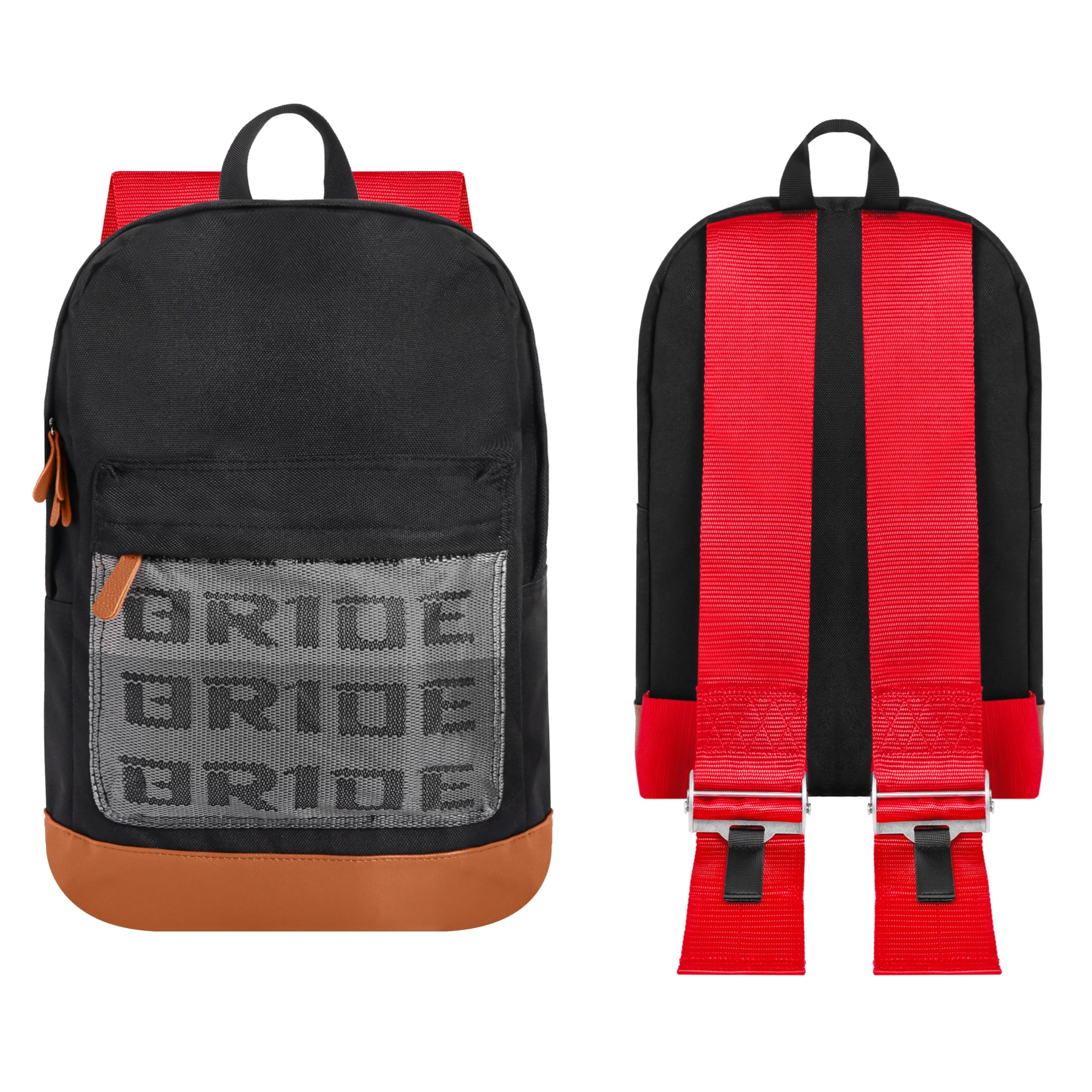 Bride Racing Backpack Brown Bottom with Harness Straps (Red Strap)