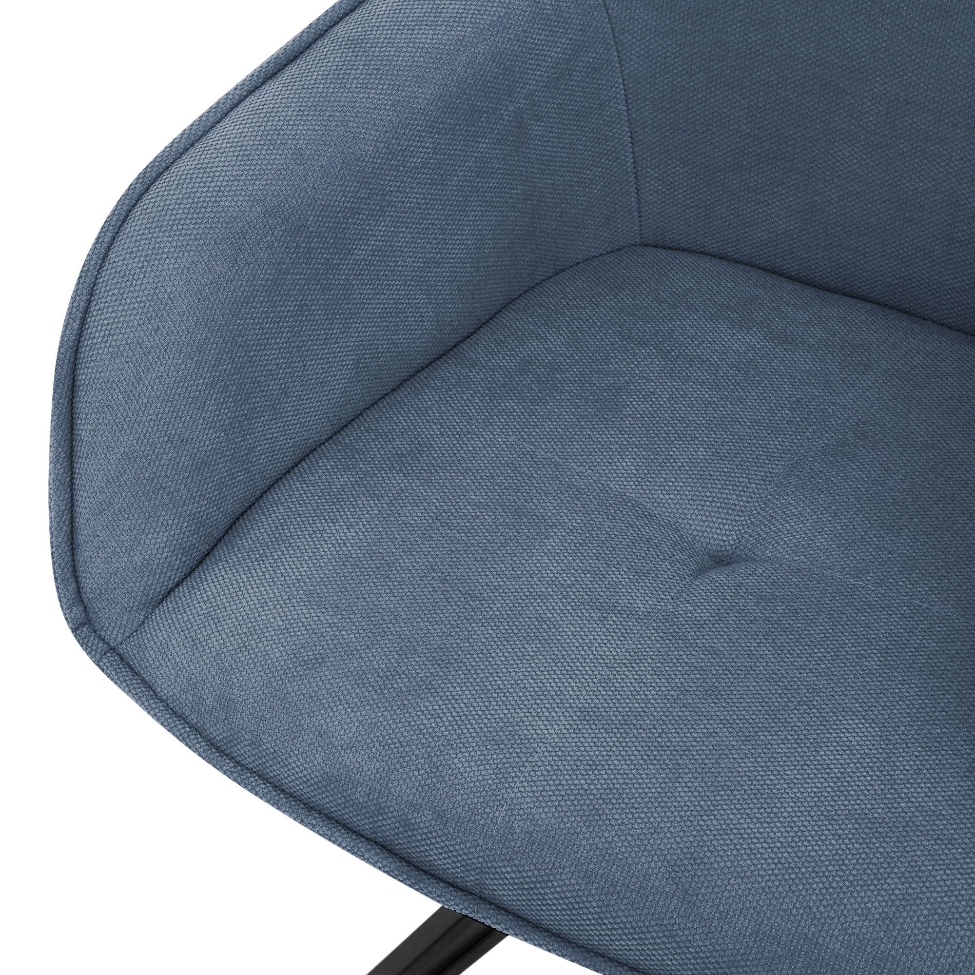 ML-Design Silla de Comedor Giratoria con Respaldo y Reposabrazos Asiento Azul de Tela Tejida Tapizado con Patas de Metal Sillón Diseño Ergonómico Moderno para Salón, Escritorio o Cocina