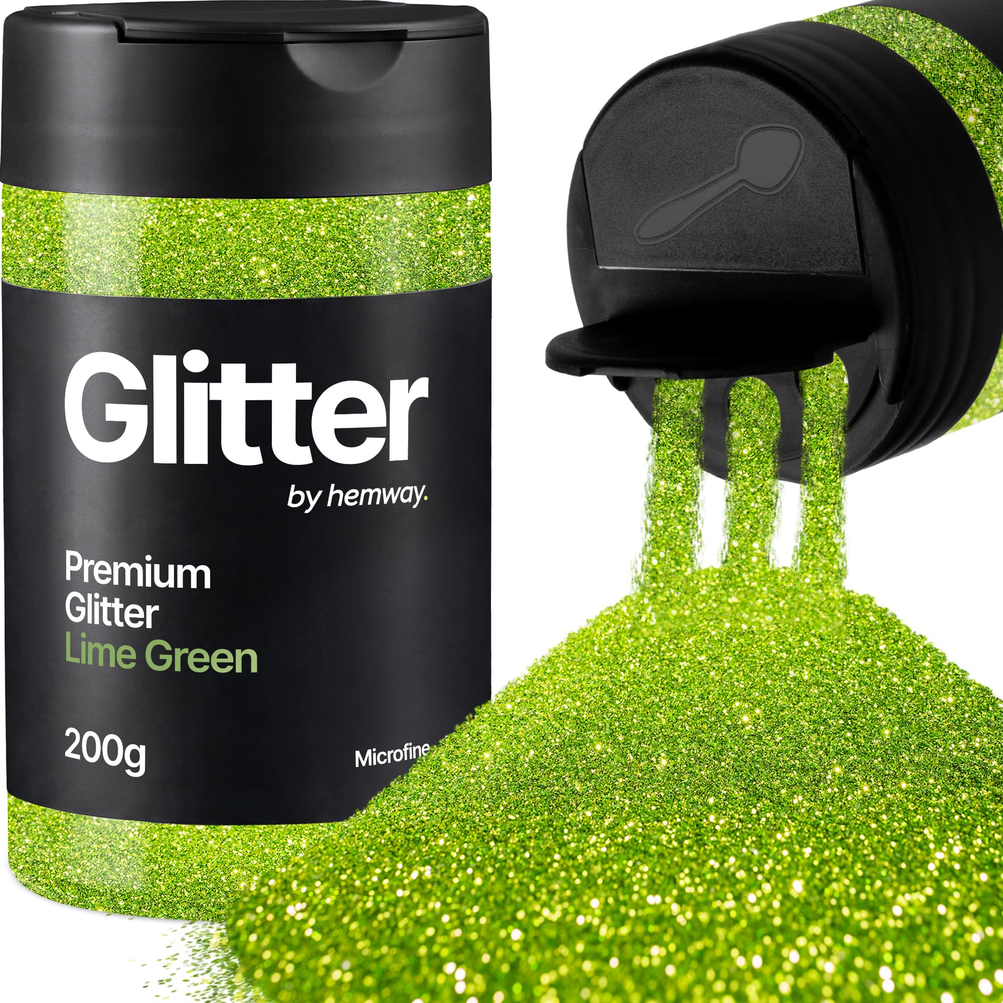 Hemway Lime Green Glitter Shaker, 200g Microfine Glitter for Crafts Metallic Flake Sequins for Resin & Epoxy Crafts for Decorating, Halloween, Christmas, Nail, Face, Art