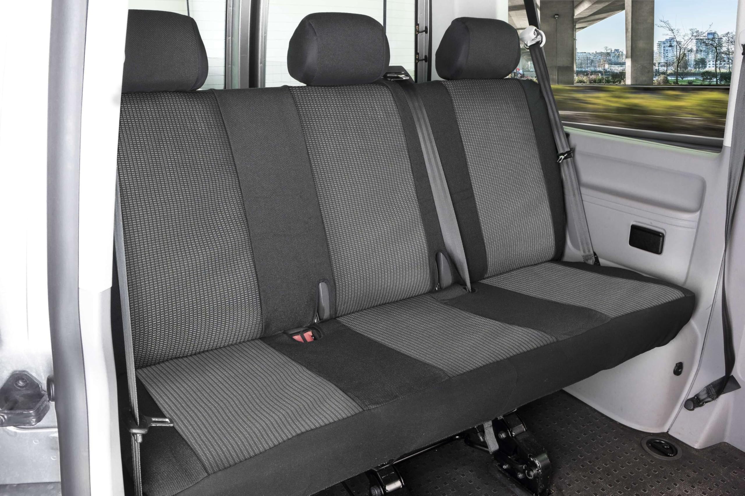 Walser Transporter Sitzbezüge Universalgröße, Autoschonbezug für 3er Bank + 3 Kopfstützenbezüge, Auto Sitzbezüge aus Premium Jacquard, 3er Bankbezug Transporter, Auto Sitzauflagen für Van