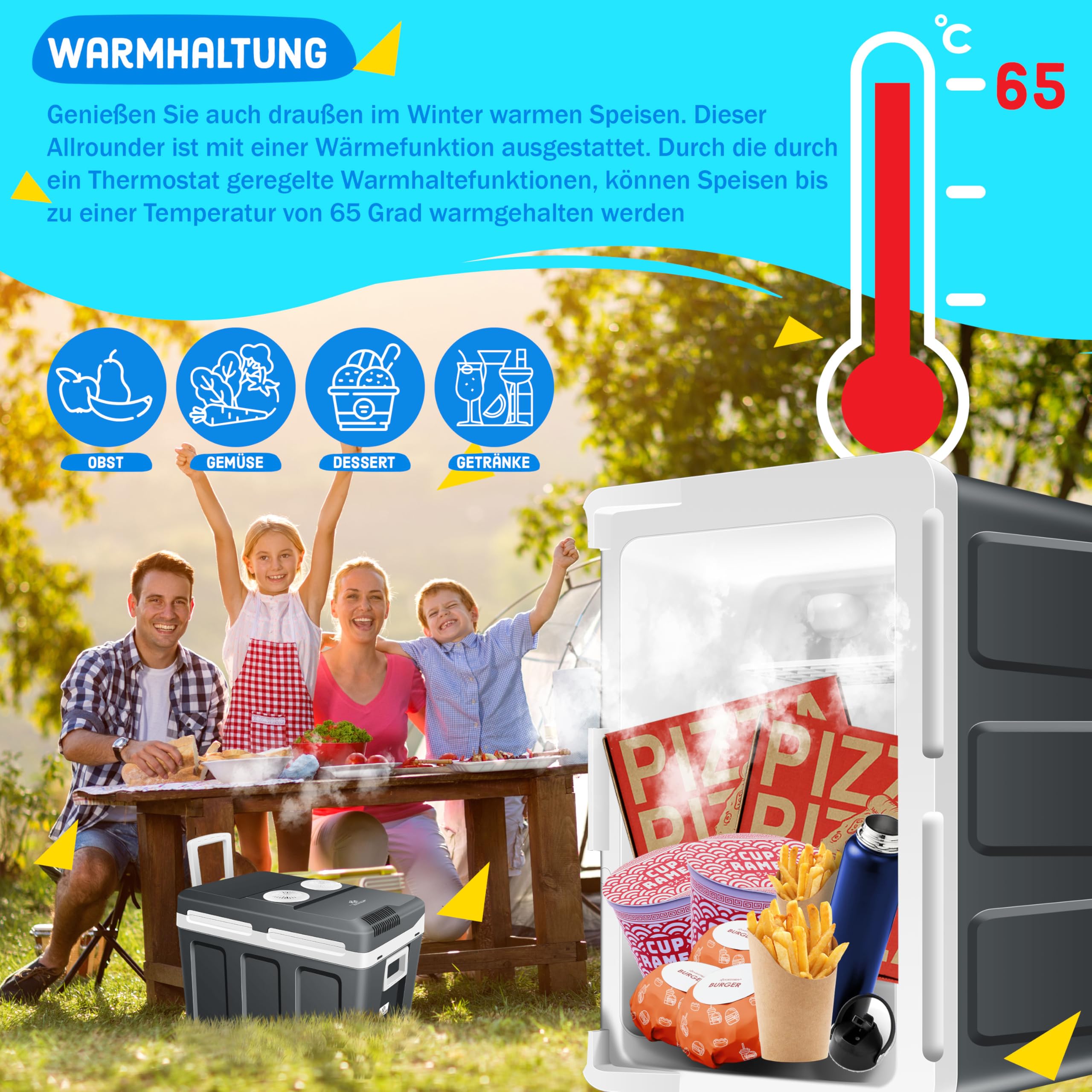 KESSER Kühlbox 40L mit Rollen Thermo-Elektrische Kühlbox 12V 230V ECO MAX Modus