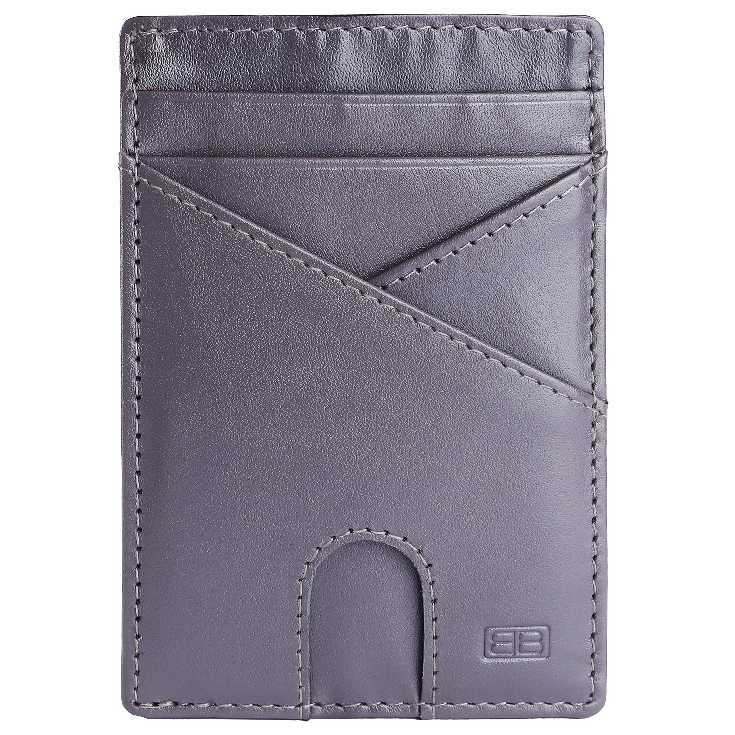 Brooklyn Bridge Genuine Leather Handcrafted Premium Minimalist Full Grain Slim Wallet Card Holder Sleeves for Men Women with RFID Blocking Technology, SMOOTH BLACK 2,