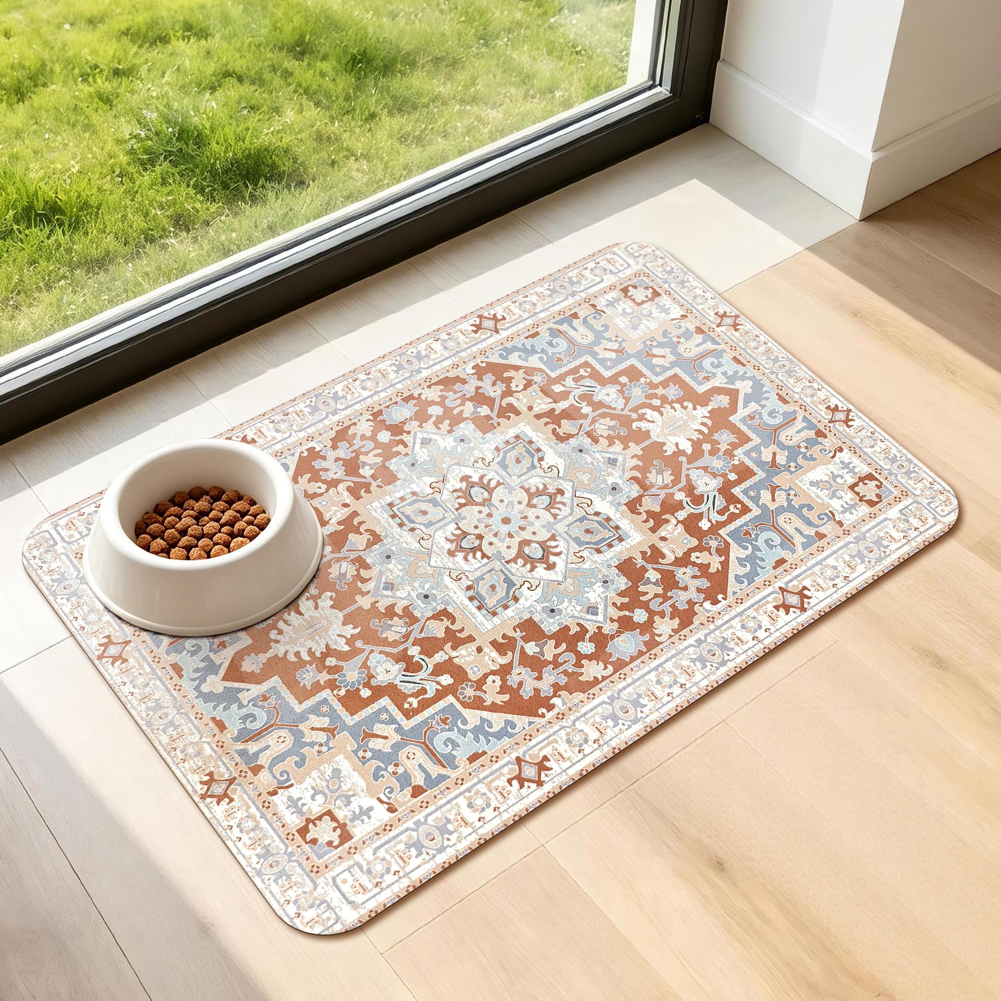 YOSEPATI Dog Feeding Mats for Floors Absorbent Cat Food Bowl Mat 30x50cm