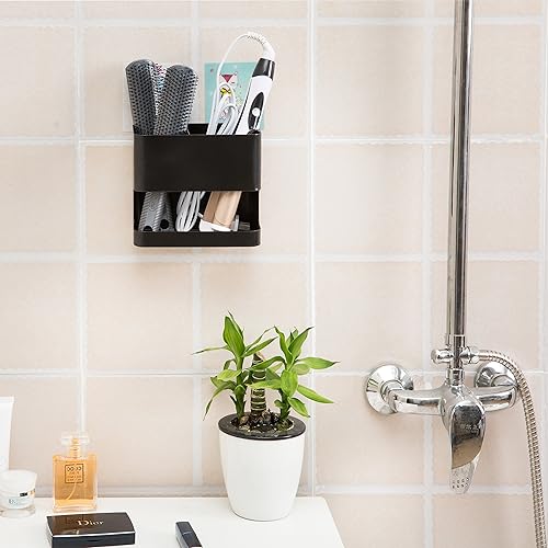 Miniatura 4 de MyGift Organizador de herramientas para el cabello con 2 ranuras, soporte de metal negro, organizador de accesorios para el cabello de salón montado