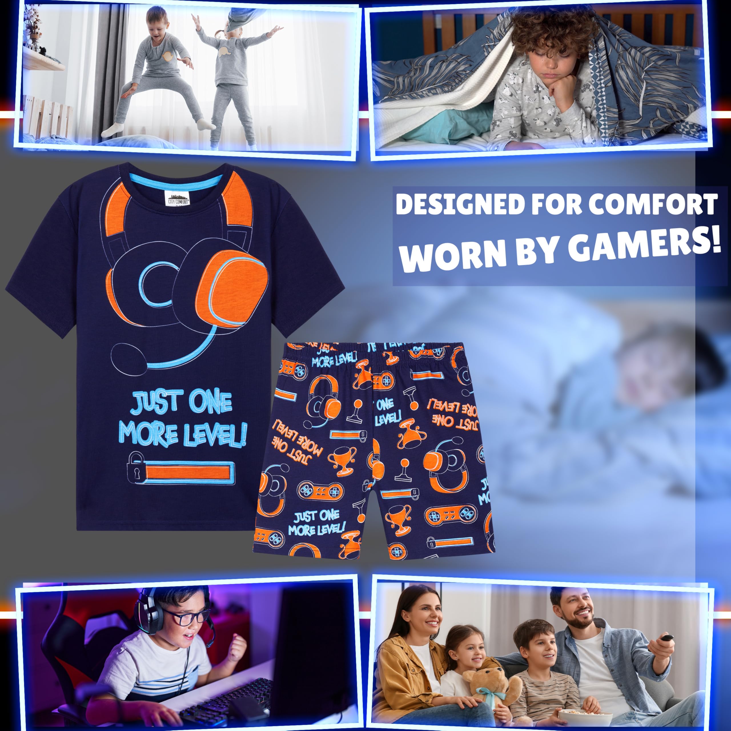 CityComfort Pijama Niño Adolescente Conjunto Verano Camiseta y Pantalón Corto Suave