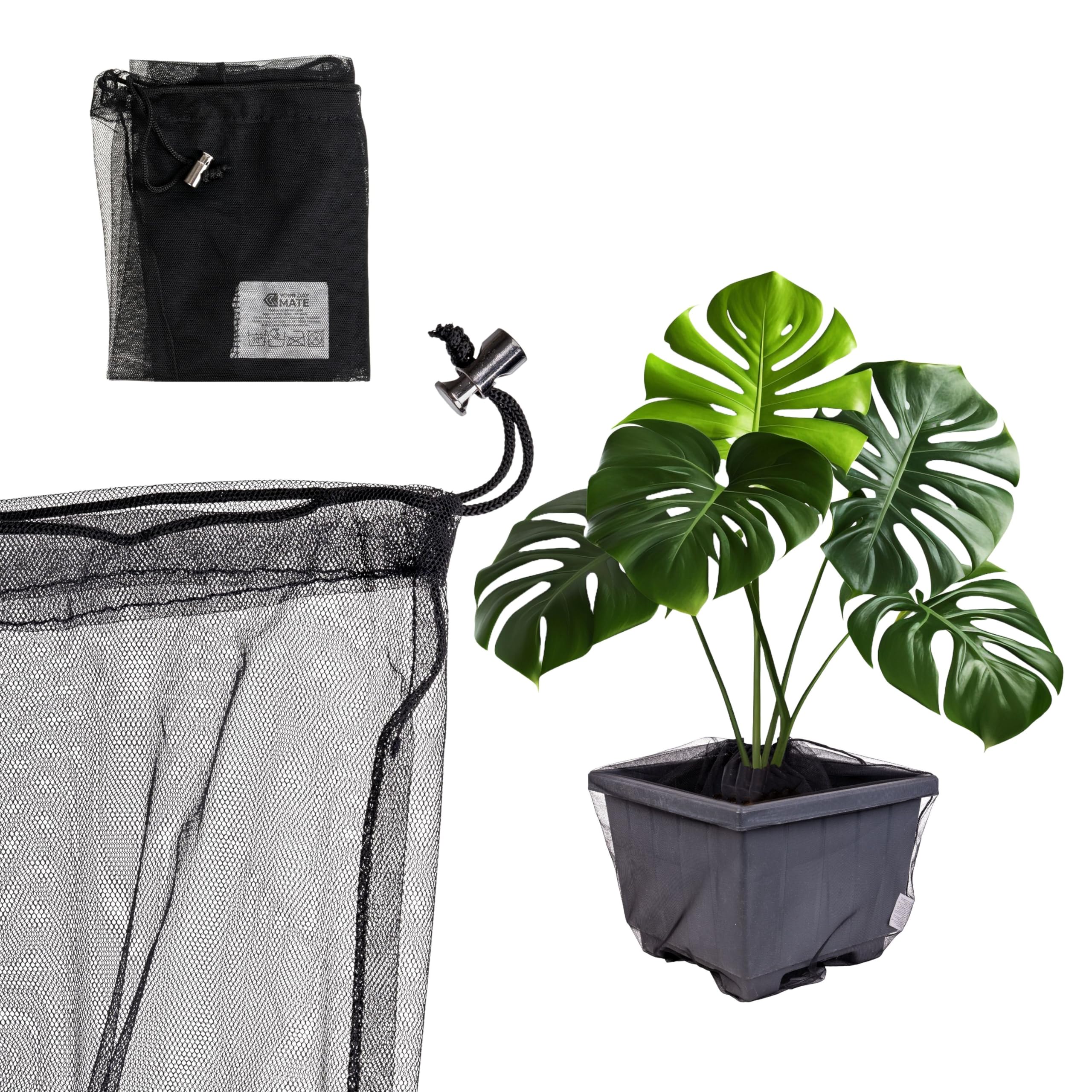 Child safety lock for indoor plants, 2 pcs, for up to Ø 15.75" flower pots, in Black, made of nylon, plant protection net Baby safety lock against soil, fertiliser