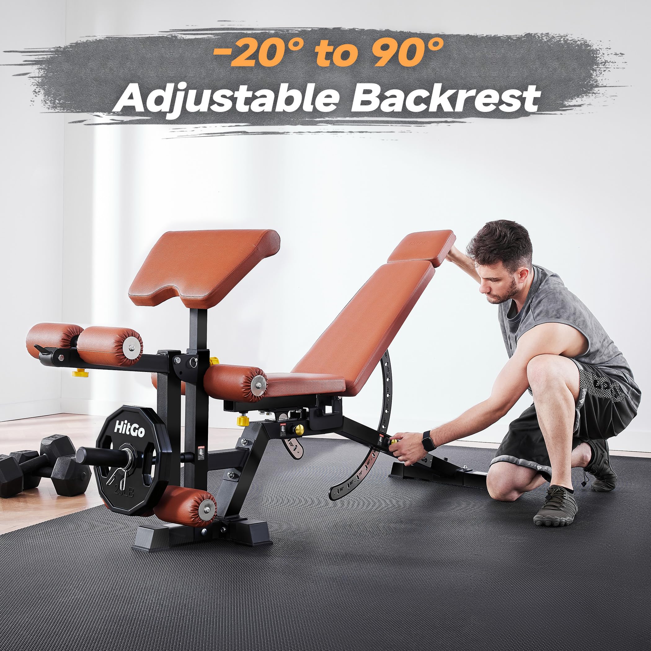 Adjustable Weight Bench with Leg Extension & Preacher Curl Attachment