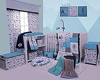 Vista 4 de Bacati Woodlands - Cesta plegable de algodón para niños, color aguamarina/gris