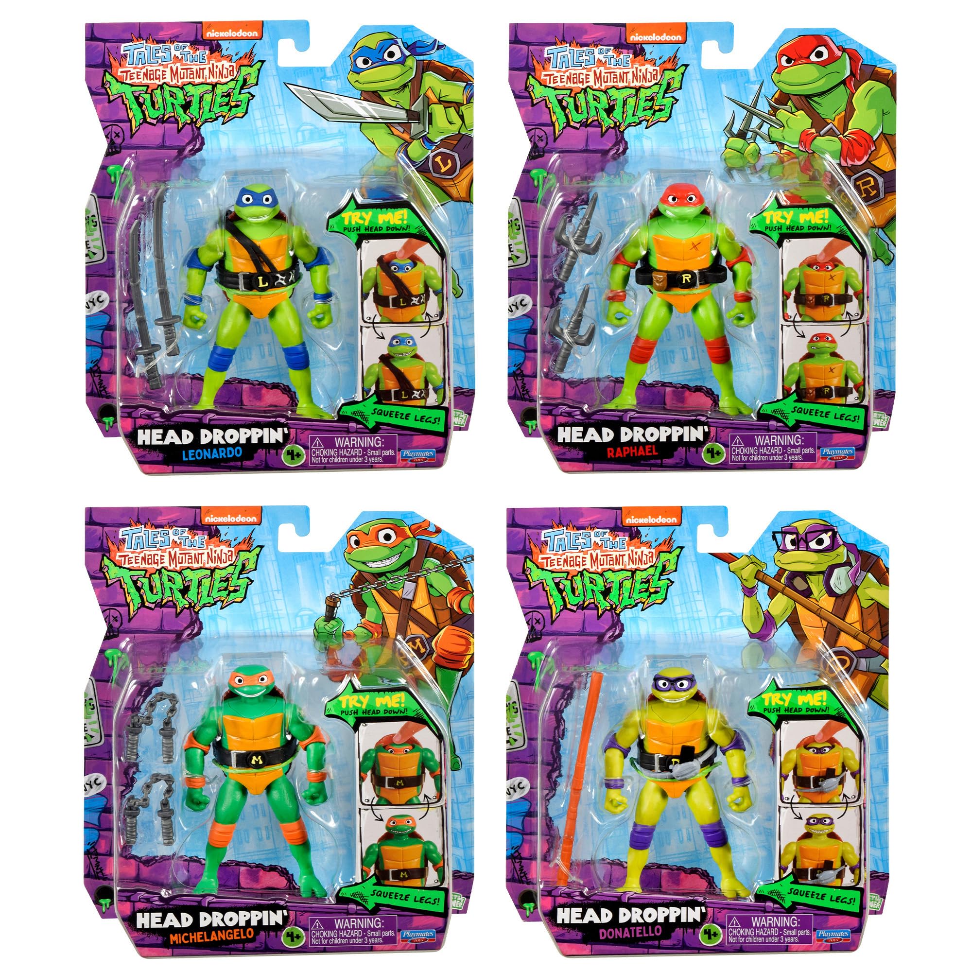 TMNT ヘッドドロッピンフィギュア2体セット Teenage Mutant Ninja Turtles Nickelodeon Head Droppin Donatello 5