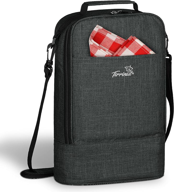 Tirrinia 2 Bottle Wine Cooler Bag Tote | Bottle Cooler Drink Carrier Fits Wine Carriers and Travel Tumblers, Insulated Tote for Wine Lovers