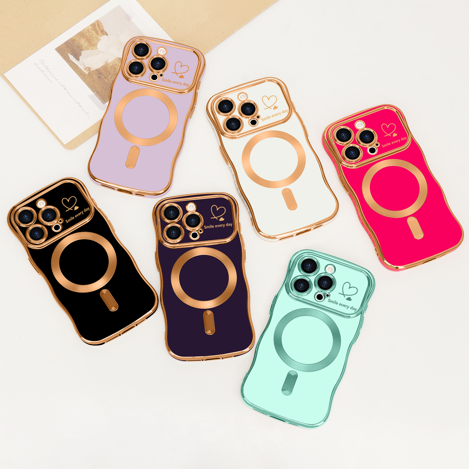 Custodia Telaso Per IPhone 14 Con Motivo Cuore | Compatibile MagSafe | Morbida TPU Antiurto Con Protezione Fotocamera | Regalo Donna
