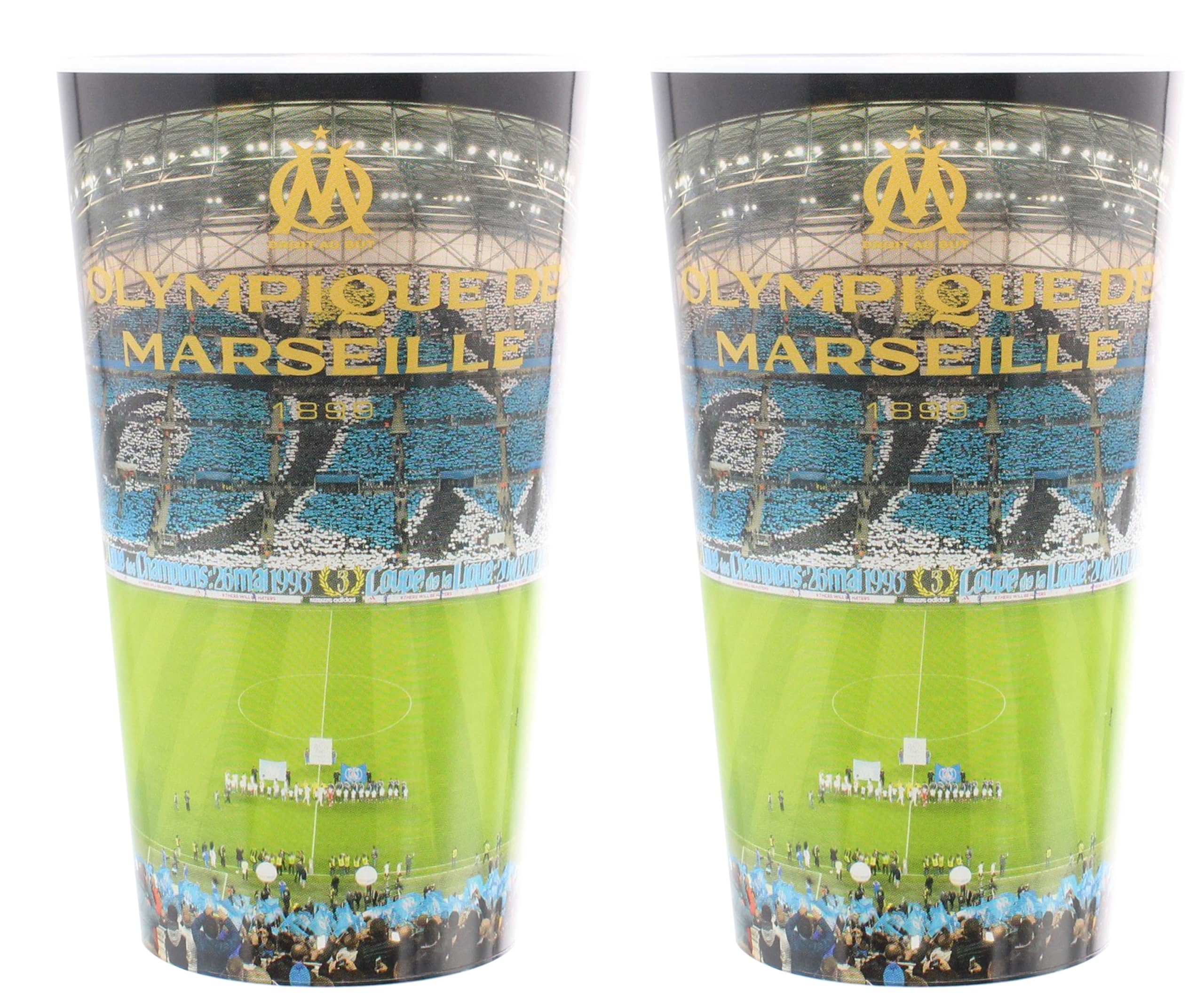 OLYMPIQUE DE MARSEILLE 2 x Verre gobelet éco cup 600 ml OM - Collection officielle Fabriqué en France