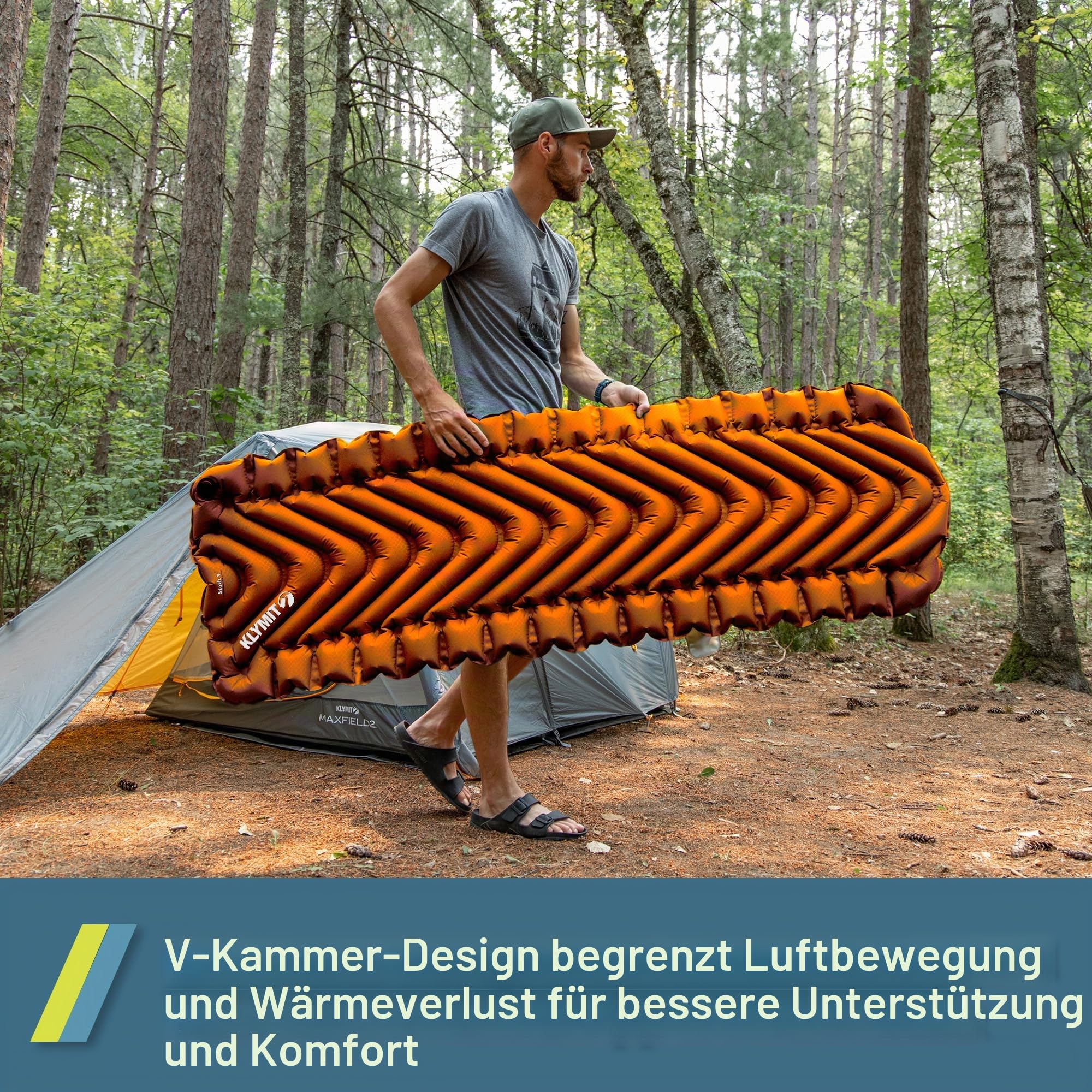 Klymit Static V Camping Isomatte, leicht, 6,3 cm dick, Beste Isomatten für Rucksackreisen, Wandern, Luftmatratze, aufblasbar, kompakt, patentierte Camp-Schlafunterlage