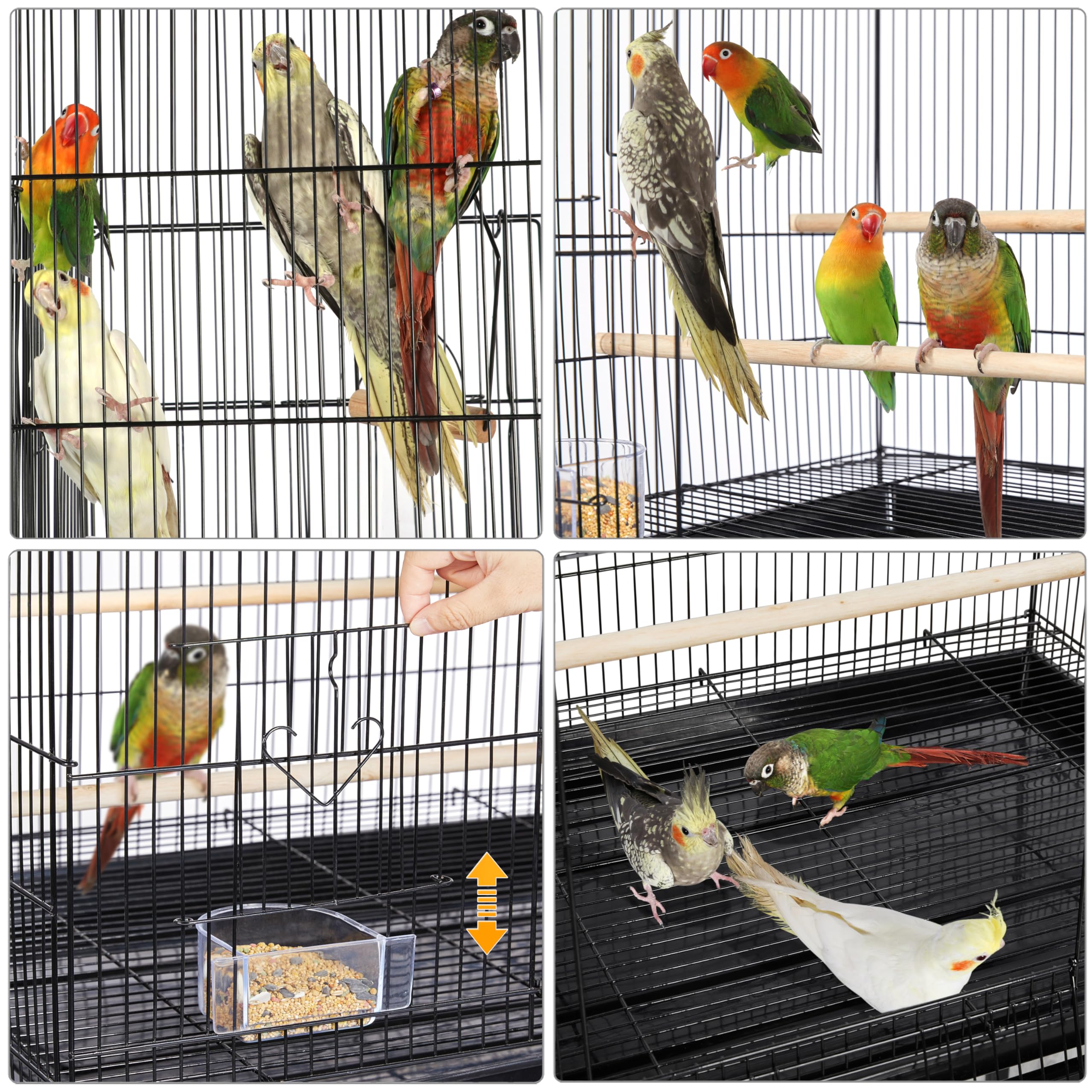Yaheetech Gabbia Uccelli Metallo Impilabile 77,5 × 46,5 × 46 cm Nera | Gabbia Rettangolare Impilabile, Struttura Pratica, Adatta per Pappagalli, Calopsite, Parrochetti e Inseparabili Domestici