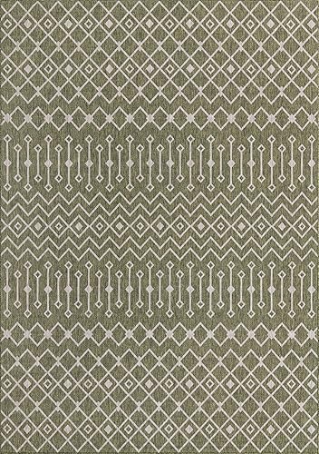 Vista 398 de Unique Loom Alfombra Colección enrejado Marroquí Celosía Transicional Interior y Exterior, Polipropileno Gris carbón/natural