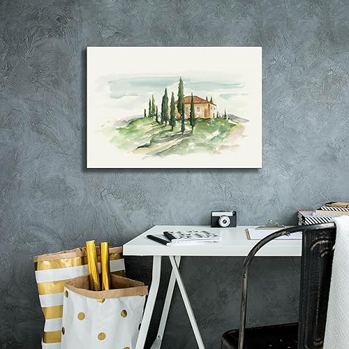 Miniatura 4 de Epic Graffiti "Acuarela Toscana Villa II de Ethan Harper, lienzo para pared, 26 x 18 pulgadas