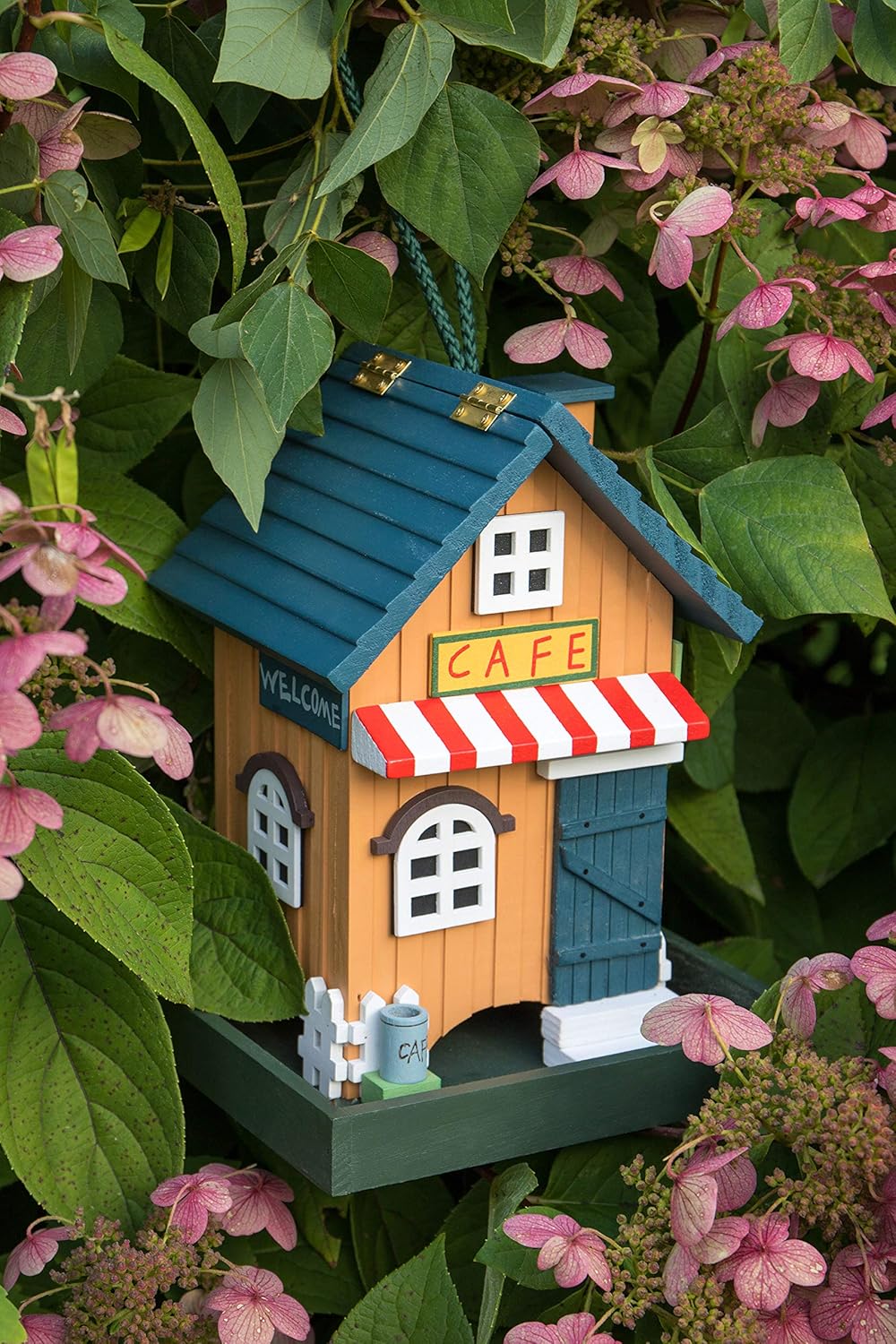 Clever Garden Hanging Birdhouse, Decorative Outdoor Bird Feeder for Hummingbirds and Wild Birds, Tan Café