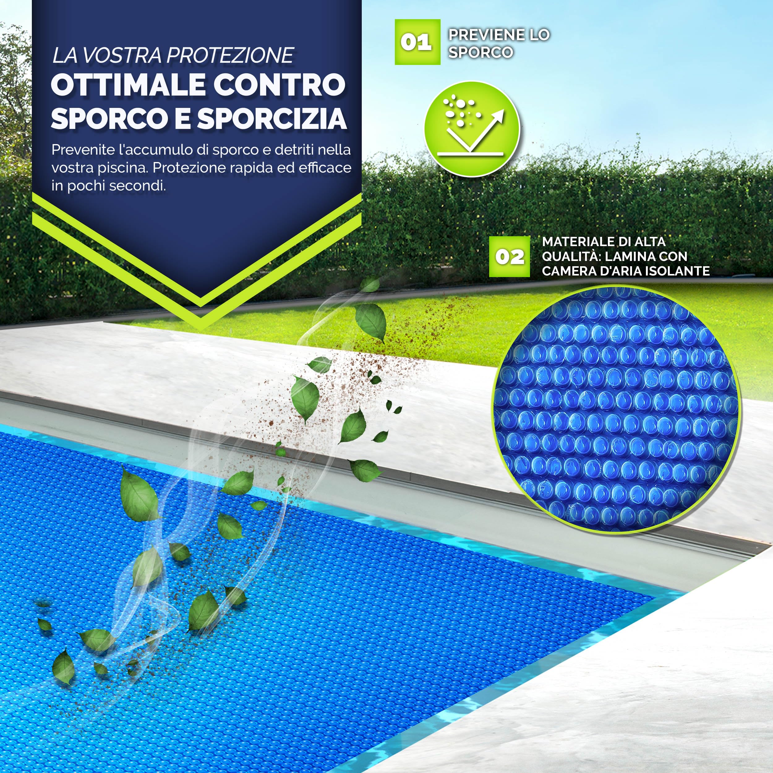 tillvex® Copertura Solare Premium per Piscina 400 µm Rettangolare 800x400 cm | Telo Solare Termico ritagliabile | Copertura Solare | Riscaldamento Piscina Telo Solare per riscaldamento dell'acqua