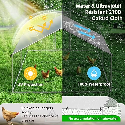 Miniatura 4 de Jaula grande de metal para gallinero de corral, corral para perros con cubierta impermeable y anti-ultravioleta para uso en granja al aire libre